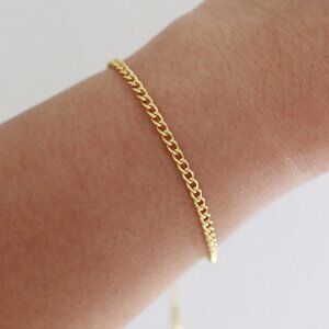 3mm Cuban Chain Style Bracelet/Anklet 18kGold Plated Stainless Steel